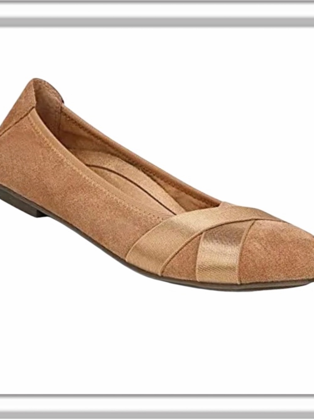 Vionic Spark Maria Ballet Flat Supportive Suede Walking Shoes Size 8 Toffee